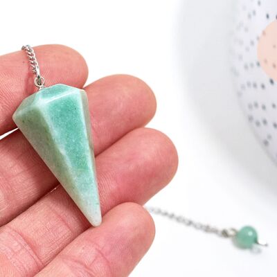 Aventurine dowsing pendulum silver chain, magnetic pendulum, lithotherapy, jewelry creation, 23cm, x1 G5665