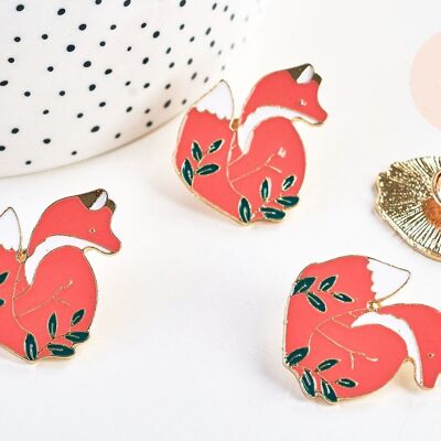 Broche pins renard roux doré émail orange,broche dorée,décoration veste, 33x27mm ,x1 G5552