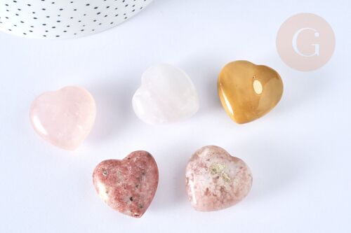 Coeur décoratif pierres naturelles mookaite agate fleur cristal lithothérapie pierre 31mm, x1,G7170