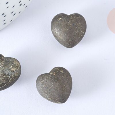 Cuore decorativo Litoterapia con pirite naturale 20 mm, x1, G7171