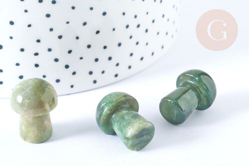 Pierre de massage champignon agate mousse naturelle lithothérapie 20-21mm, pierre lithothérapie, x1, G7551