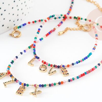 Kit bracelet Vecchio multicolore personnalisé lettres zircon, Coffrets et kits pour la création de bijoux fantaisie DIY, la pochette G8747