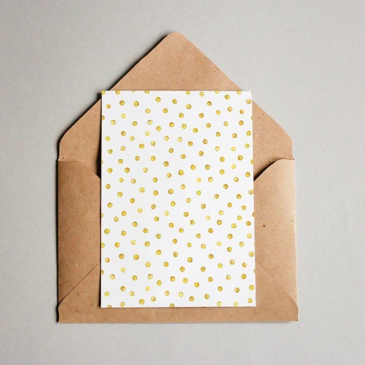 Postkarte Muster #057 Golden Polka Dots #2