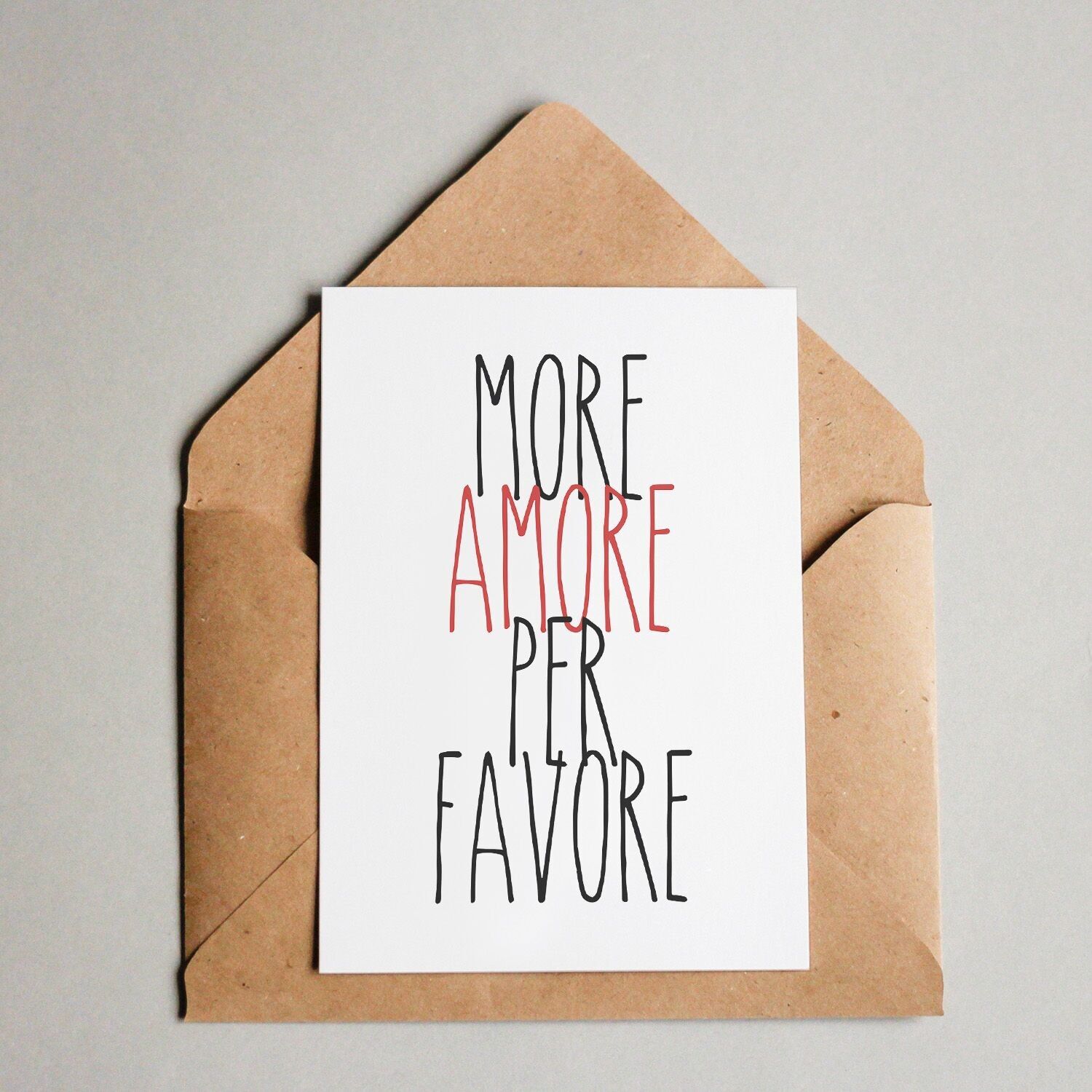 CARTOLINA PIÙ AMORE PER FAVORE