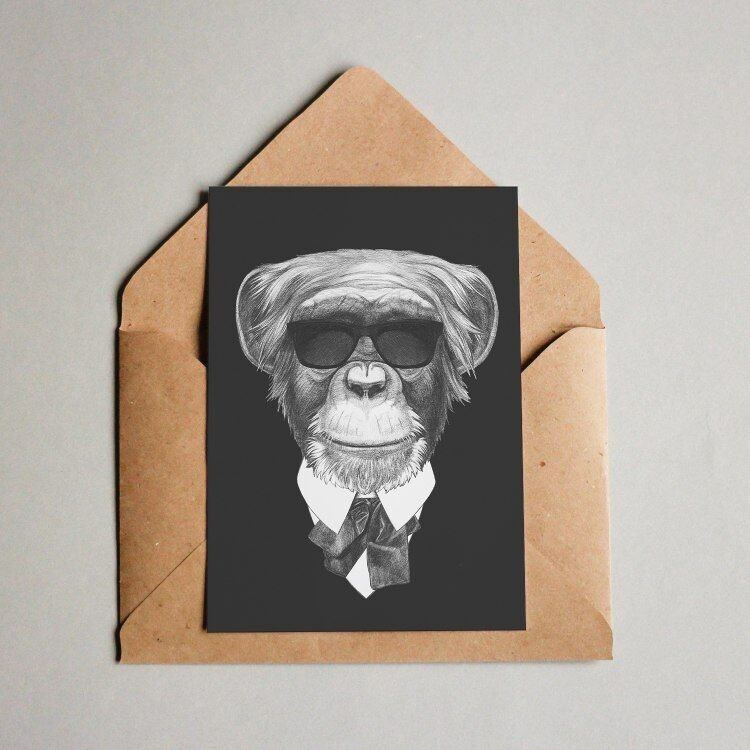 Carte Postale Singe Posh