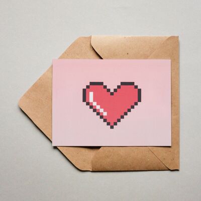 Corazón de píxel de postal