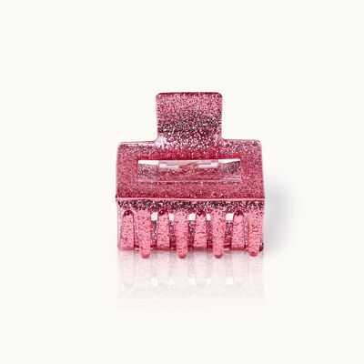 Fermaglio per capelli quadrato rosa glitterato