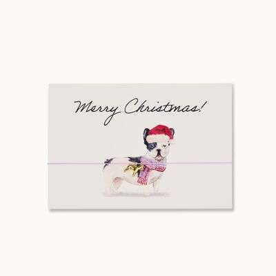 Biglietto braccialetto: Buon Natale Bulldog francese