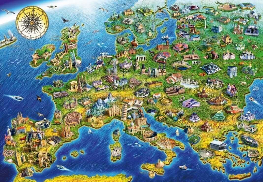 Puzzle 1000 Pièces Bluebird - European Landmarks