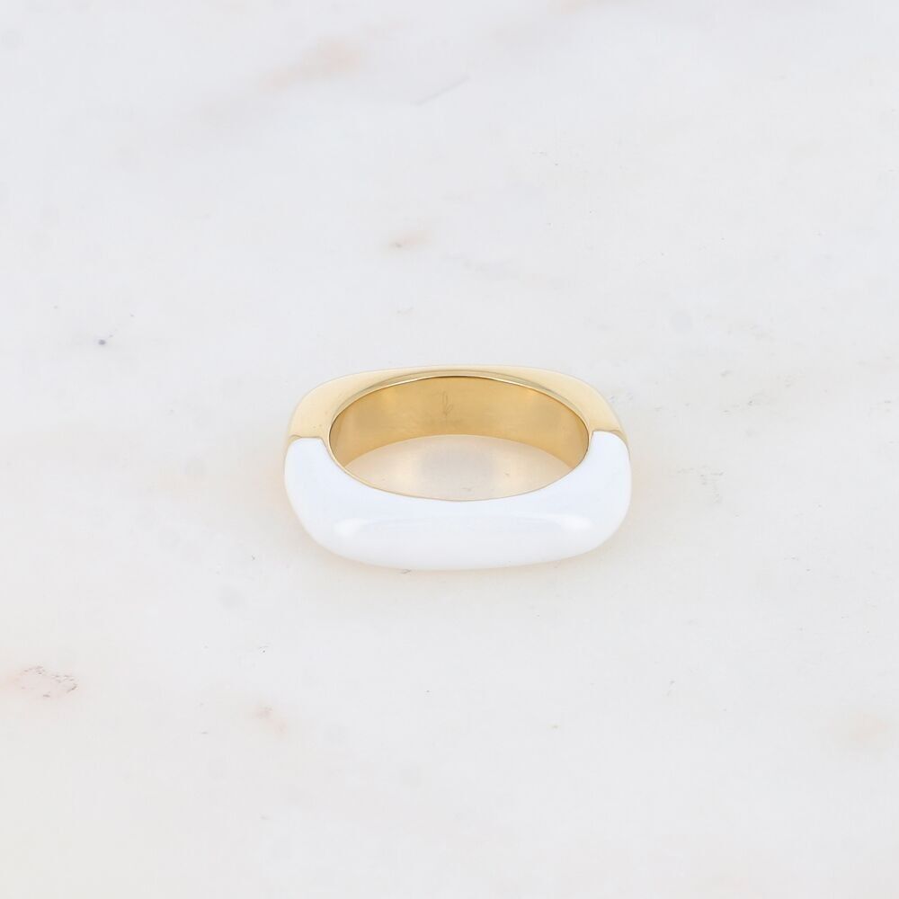 Ring – bistrukturierter quadratischer Ring mit Emaille