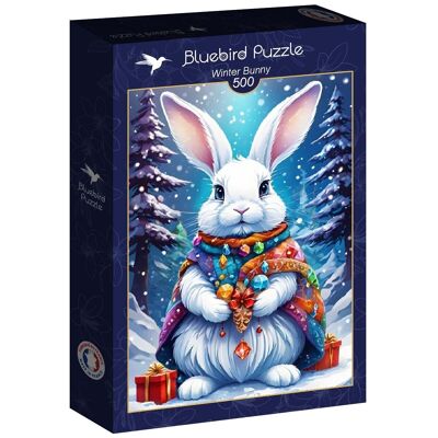 500 Piece Puzzle Bluebird - Winter Bunny