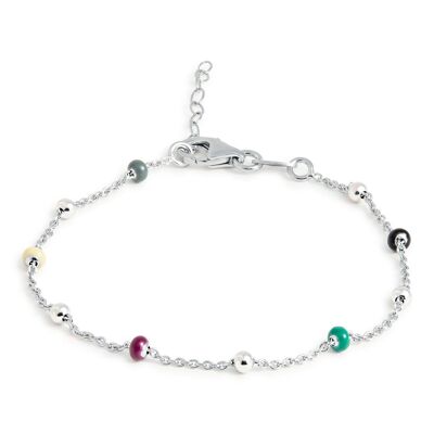 BRACCIALE CON 5 PERLINE IN SMALTO SCURO