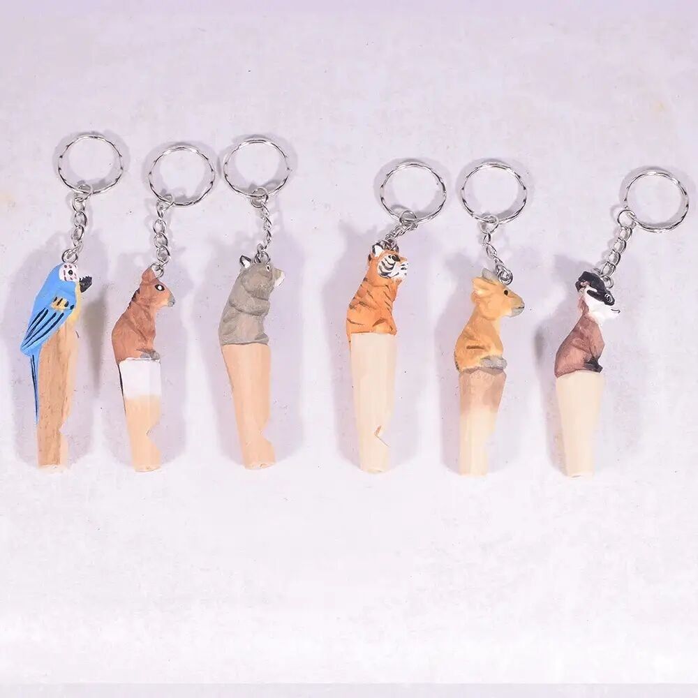 Wooden Animal Whistle Keychain Mix Designs