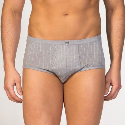 Slip gessato con patta sul davanti grigio