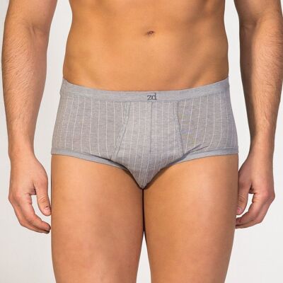 Pinstriped fly front Brief grey