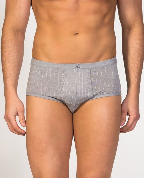 Pinstriped fly front Brief grey plus size