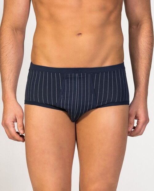 Pinstriped fly front Brief navy blue