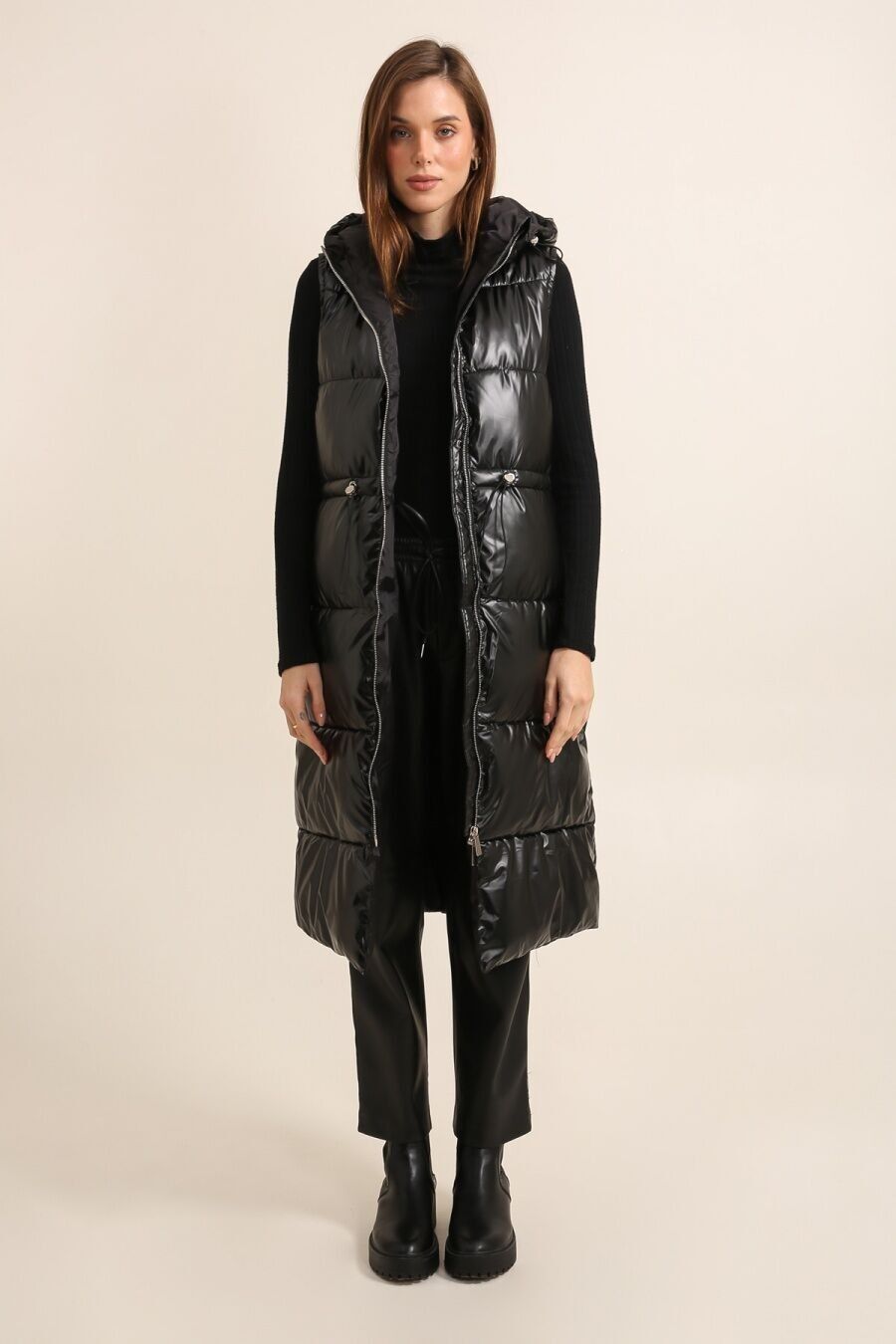 Buy wholesale Long sleeveless oversized metallic down jacket