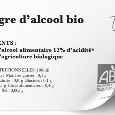 ETQ pack 50 Vinaigre d'Alcool 12° France bio