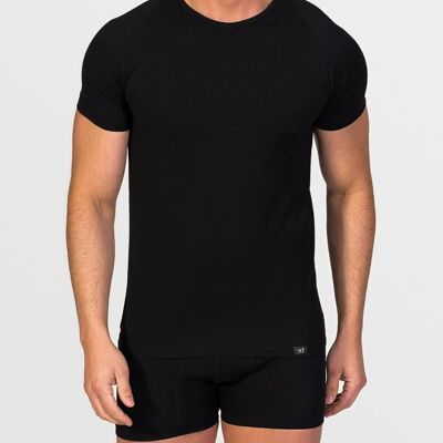 T-shirt col rond coton égyptien noir