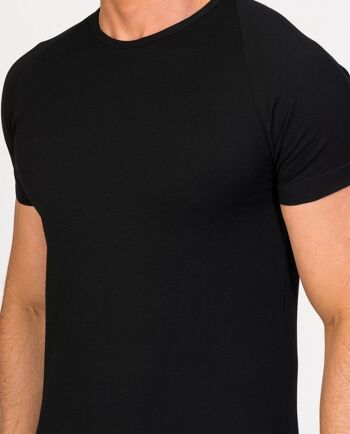 T-shirt col rond coton égyptien noir 3