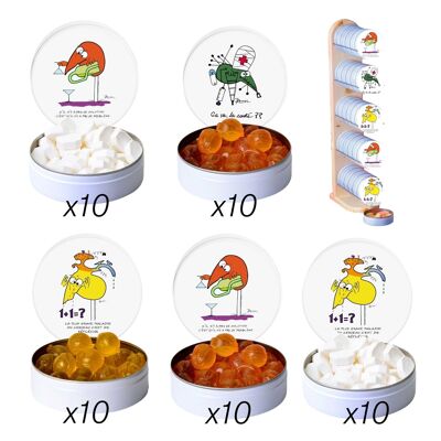 Bonbons artisanaux | PACK DECOUVERTE | PRESENTOIR OFFERT | Boite 45g | LES SHADOKS