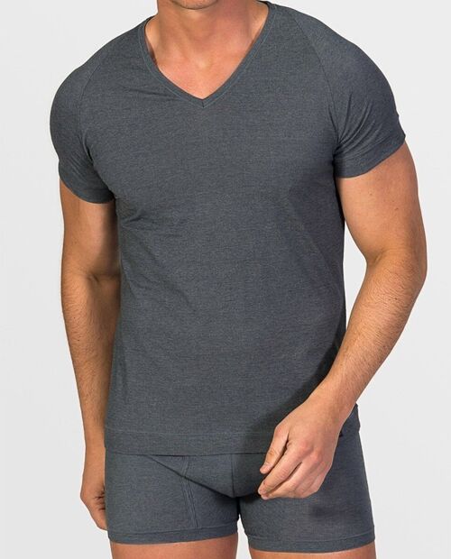 V-neck T-shirt Egyptian Cotton graphite