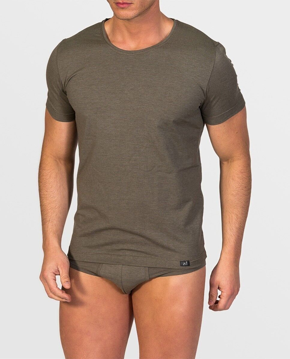 Crew-neck T-shirt Soya yarn dark green