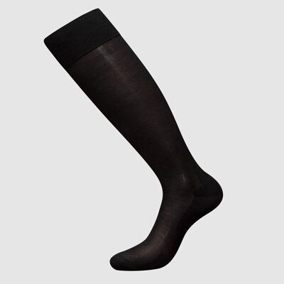 Calcetines hasta la rodilla de algodón mercerizado negro talla simple