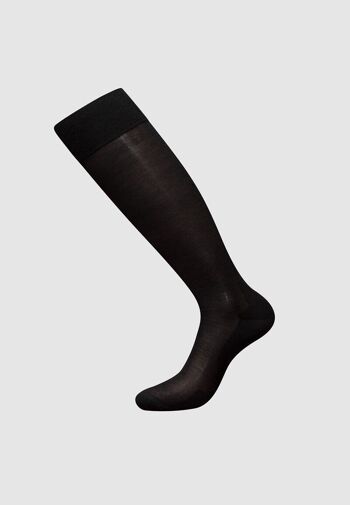 Chaussettes genou coton mercerisé noir taille simple