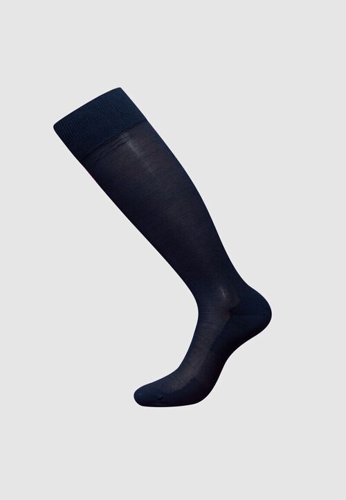 Mercerized cotton knee Socks navy blue size simple