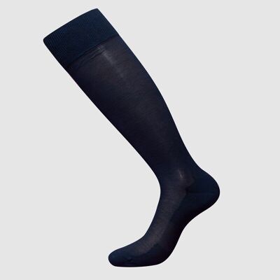 Mercerized cotton knee Socks navy blue size simple