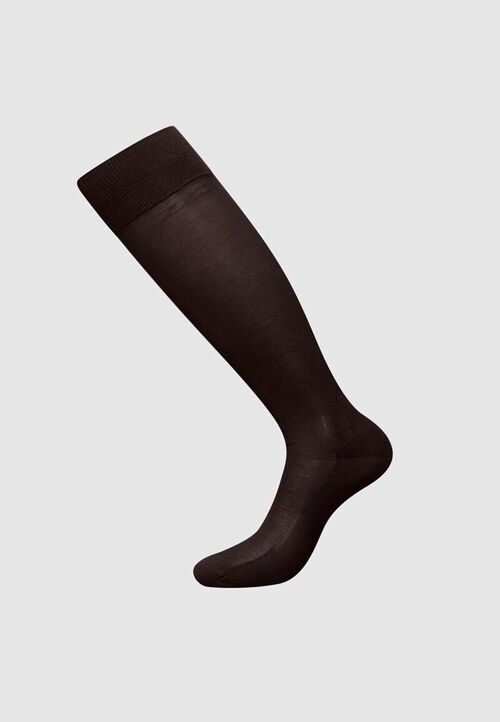 Mercerized cotton knee Socks brown size simple