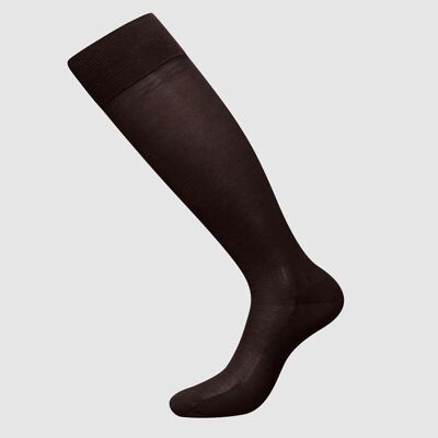 Mercerized cotton knee Socks brown size simple