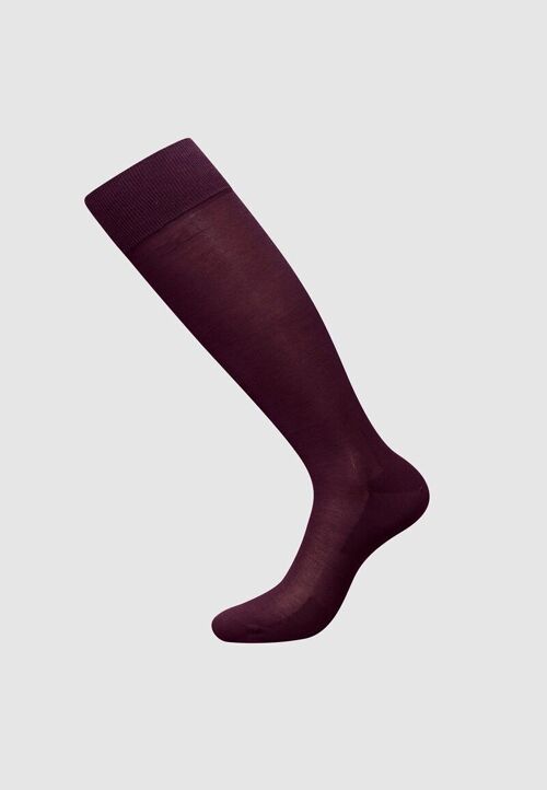 Mercerized cotton knee Socks burgundy size simple