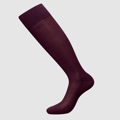 Chaussettes genou coton mercerisé bordeaux taille simple