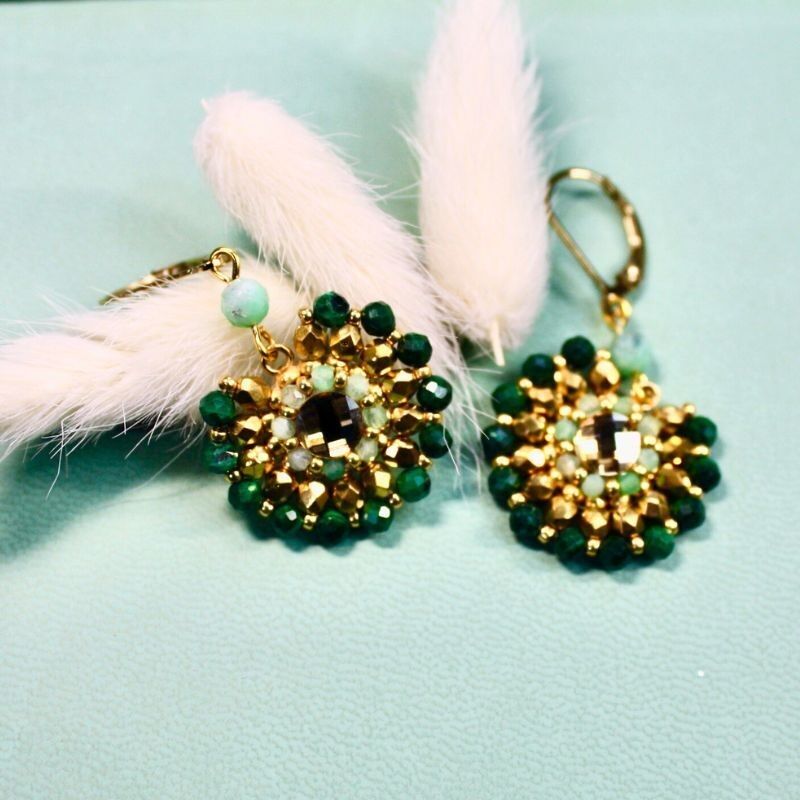 Céleste - Pendientes de malaquita y crisoprasa