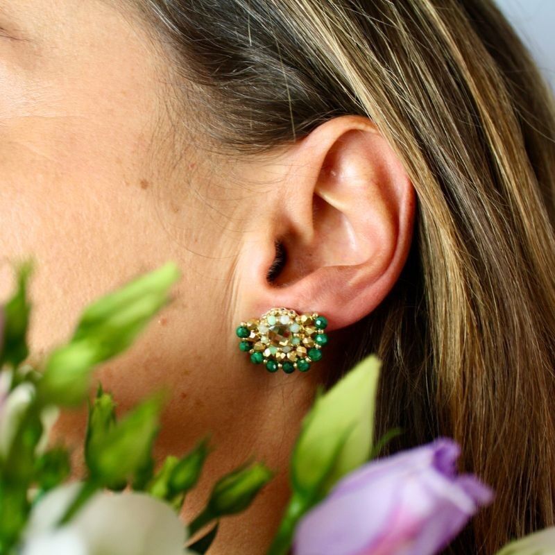 Anaïs - Orecchini in crisoprasio e malachite