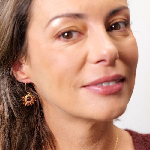 Mona - Boucles d'oreilles en grenat et cornaline