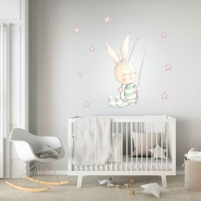 Vinyle décoratif pour enfants BALANÇOIRE LAPIN