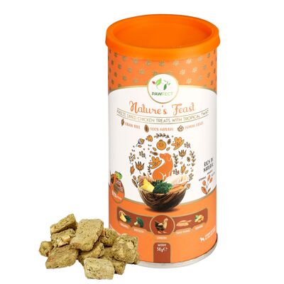 Friandises lyophilisées pour chiens Pawfect Nature's Feast : Poulet avec touche tropicale (50 g/1,5 kg).76 oz)