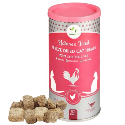 Golosinas liofilizadas para gatos Pawfect Nature's Feast: hígado de pollo (50 g/1.76 onzas)