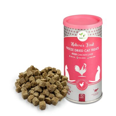 Snack liofilizzati per gatti Pawfect Nature's Feast: fegato di pollo (50 g/1,5 kg)76 once)