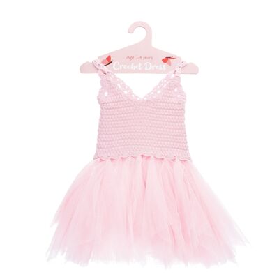 Vestido de crochet (3-4 años) - Rosa palo