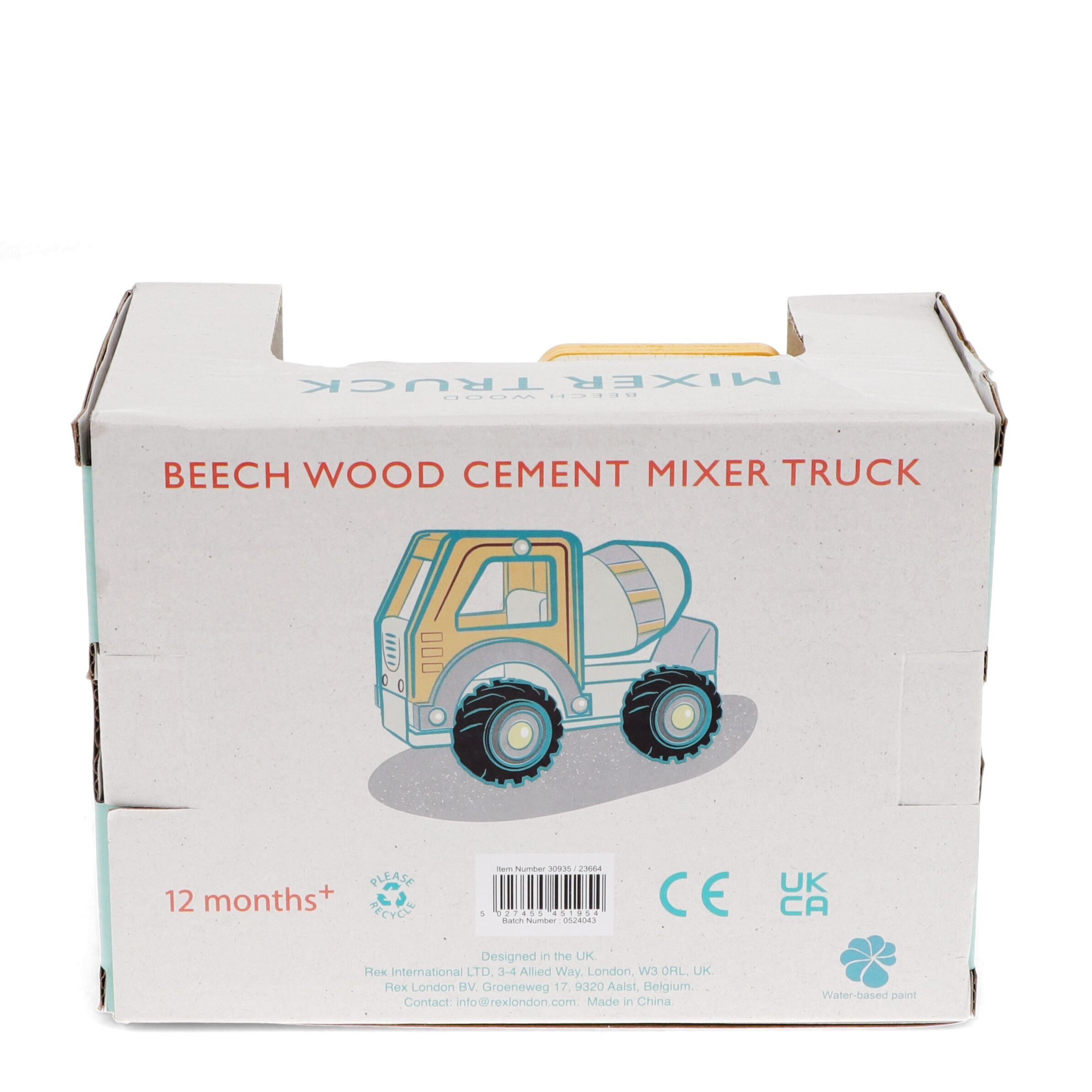 Schiebeauto-Spielzeug aus Holz - Betonmischer (gelb)