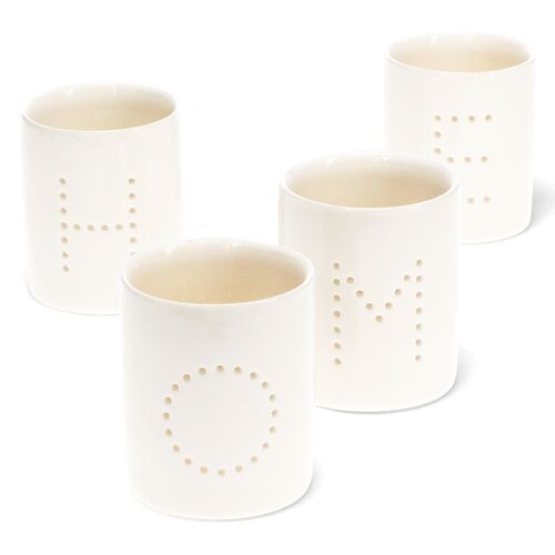 Glossy ceramic tealight holders (set of 4) - HOME