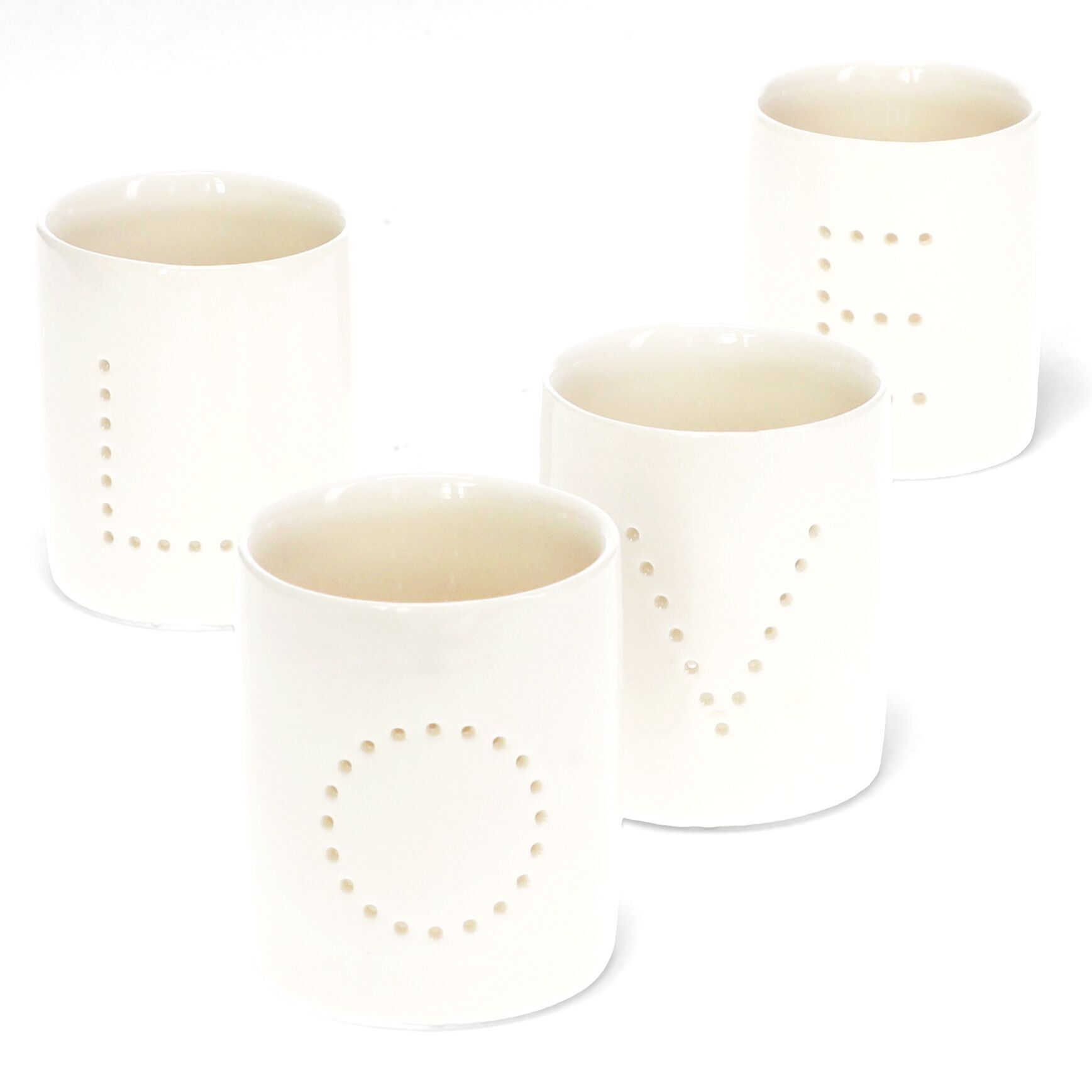 Photophores en céramique brillante (lot de 4) - LOVE