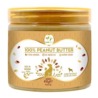 Burro di arachidi Pawfect: originale (450 g/15.87 oz) | 100% naturale | Senza cereali | Topper per alimenti | Snack leccabile per cani