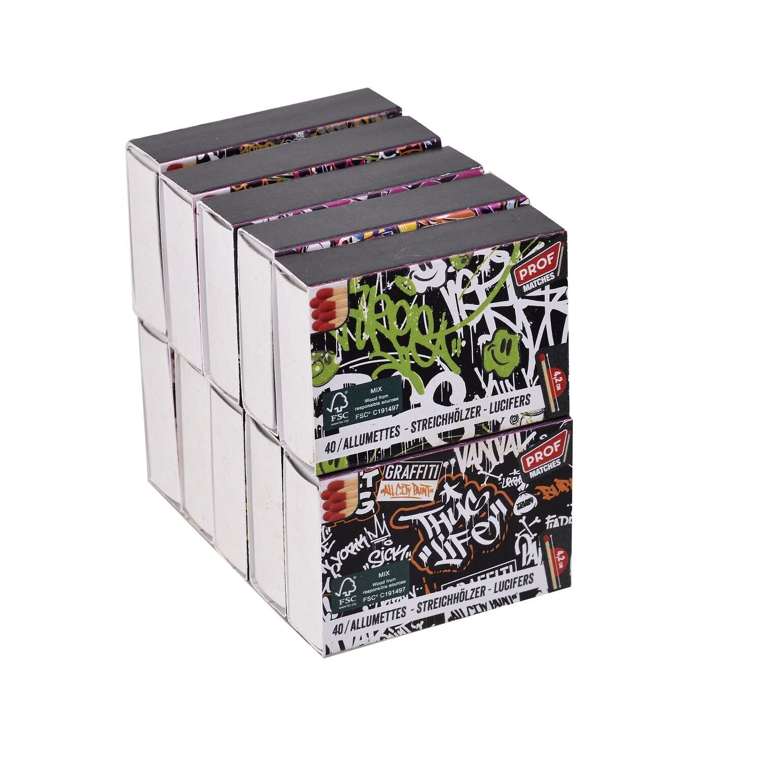 Lot von 10 Schachteln mit 40 Streichhölzern, Länge 4.2 cm