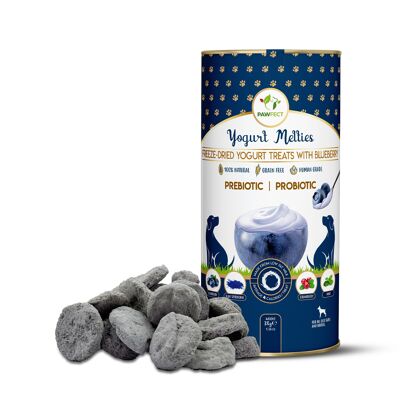 Pawfect Yogurt Melties Friandises prébiotiques et probiotiques pour chiens : myrtille et yaourt (38 g/1,5 l).34 oz)